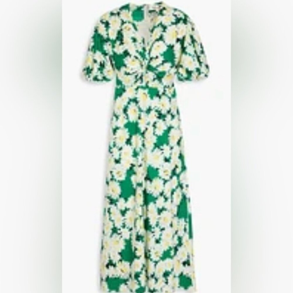 Diane Von Furstenberg Green Floral Midi Dress - Picture 2 of 7